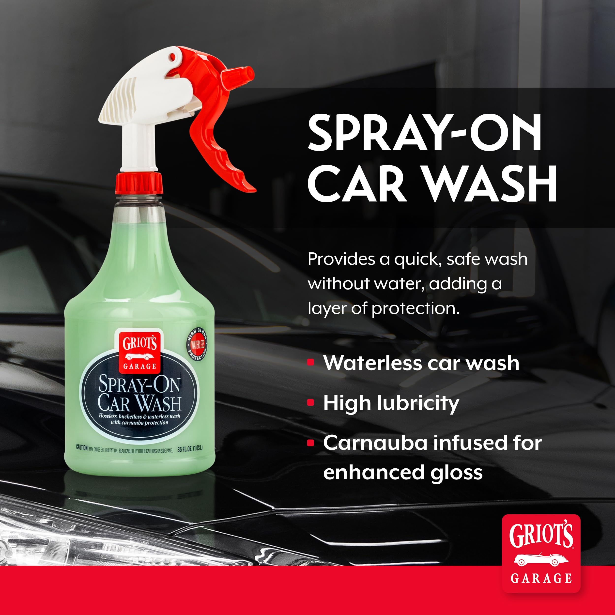 Griot's Garage Spray-On Car Wash for Vehicle Cleaning and Detailing, Rinseless and Waterless, No Hose and Bucket Needed, With Carnauba Wax Protection, 11065, 35oz - Image 2