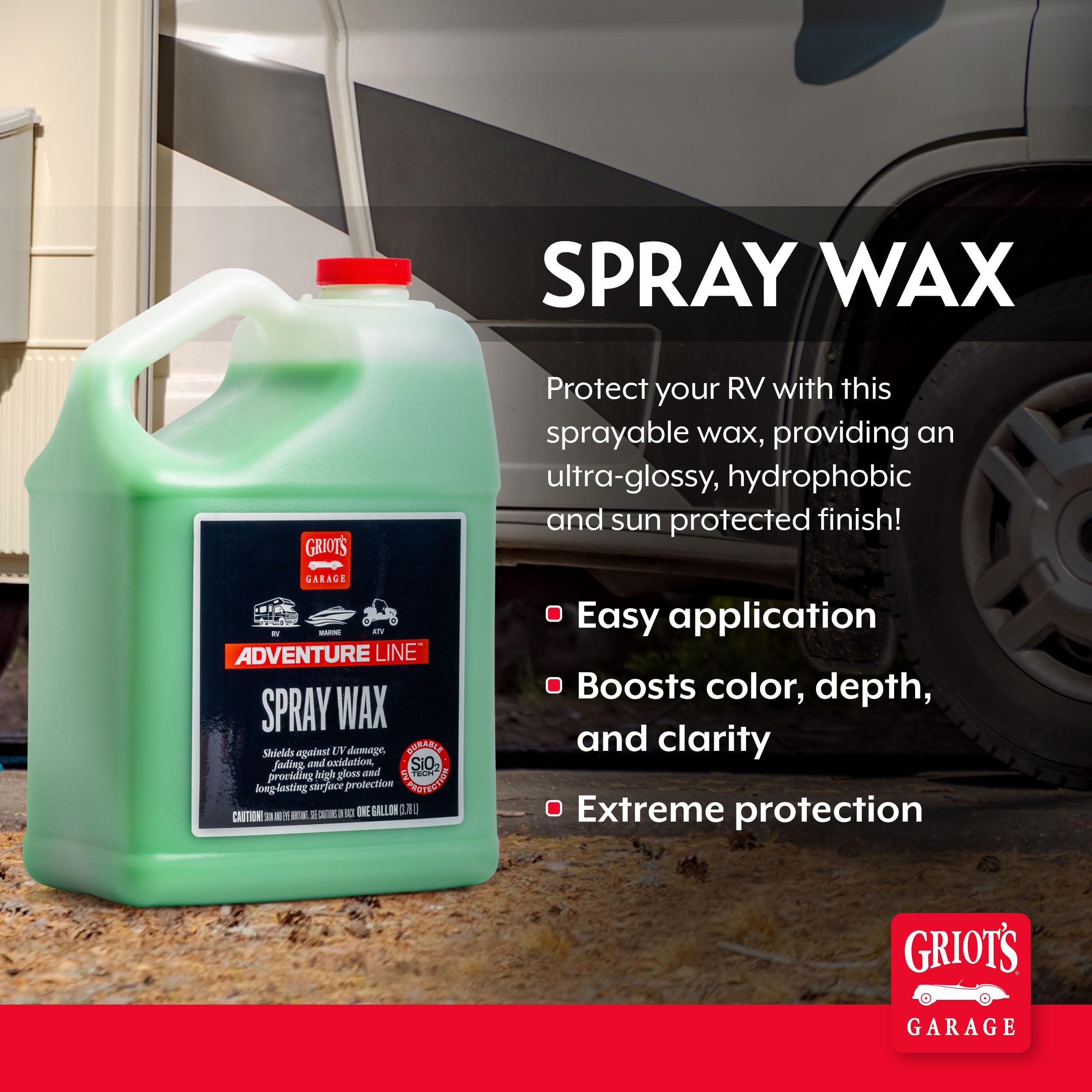Griot's Garage Spray Wax for RVs, Campers, Trailers, Boats, ATVs, Motorcycles, Works on Paint, Glass, Vinyl, Plastic, and More, 10868, One Gallon - Image 2