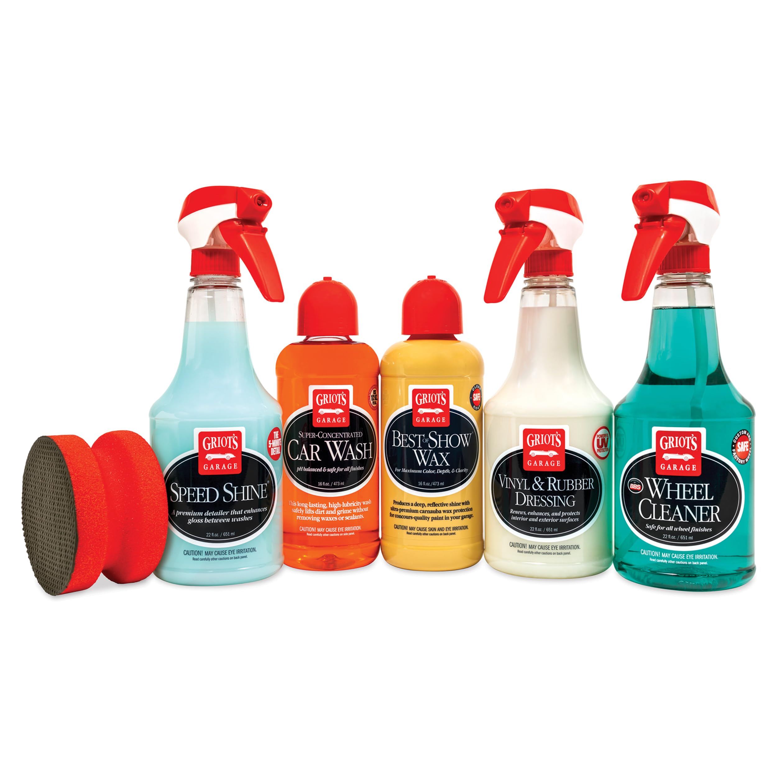 Griot's Garage Starter Car Care Kit, Vehicle Detailing Set, Includes Car Wash, Wax, Vehicle Detailer, Wheel Cleaner, Clay Bar, Vinyl and Rubber Dressing, 11131