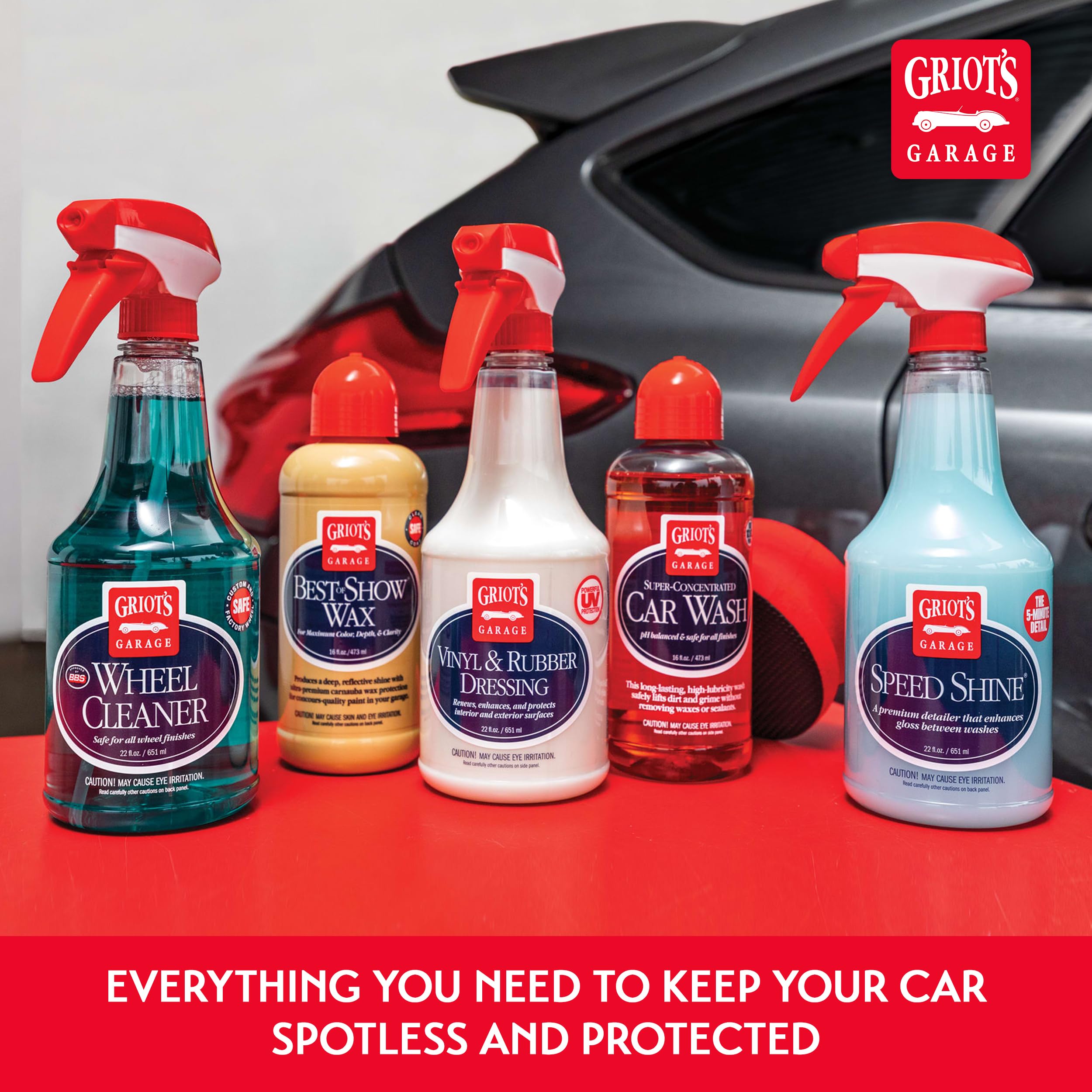 Griot's Garage Starter Car Care Kit, Vehicle Detailing Set, Includes Car Wash, Wax, Vehicle Detailer, Wheel Cleaner, Clay Bar, Vinyl and Rubber Dressing, 11131 - Image 5
