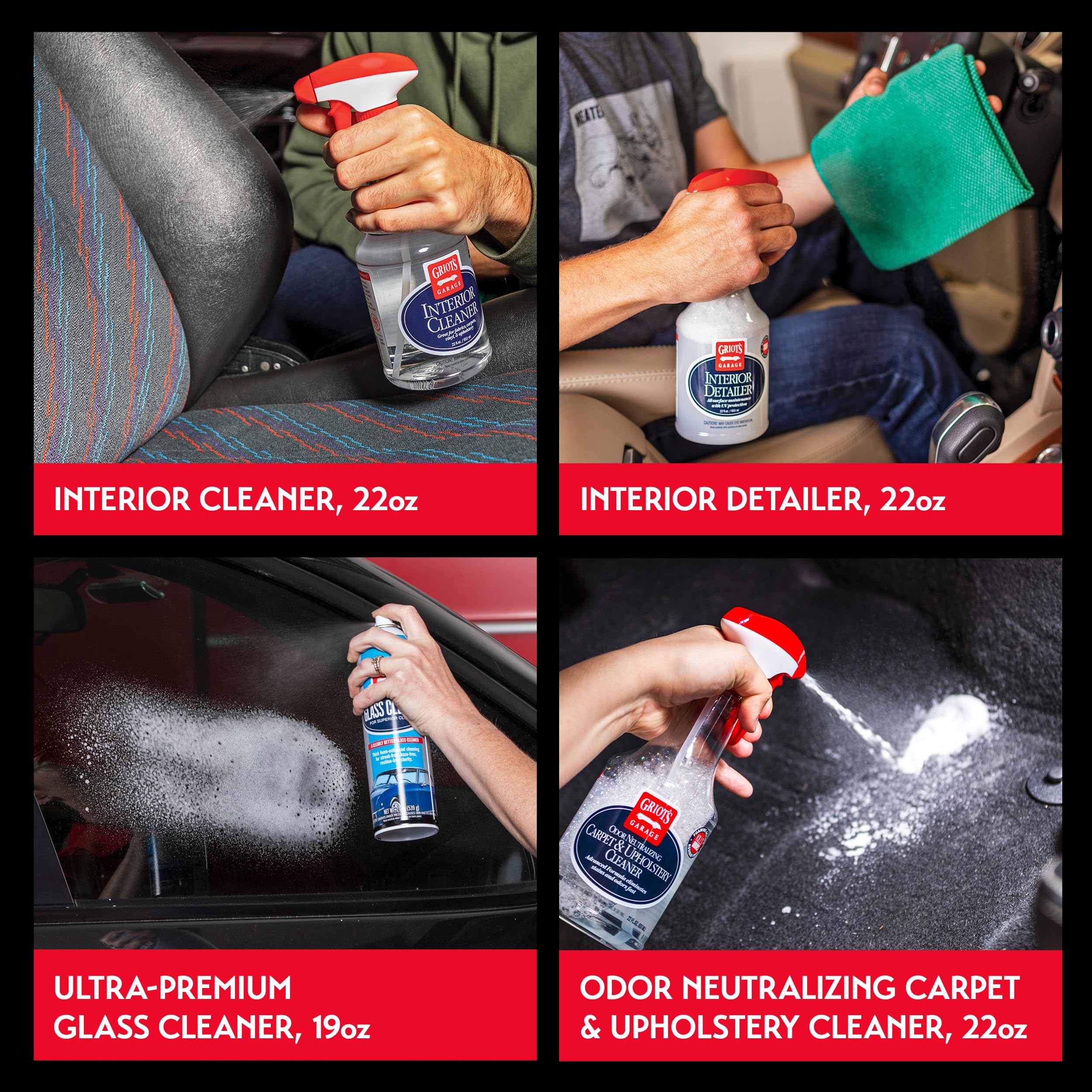 Griot's Garage Starter Interior Kit, Car Cleaning and Detailing Set, Includes Carpet, Upholstery and Glass Cleaners, Detailer, Towels, and Foam Scrubber, 11625 - Image 4