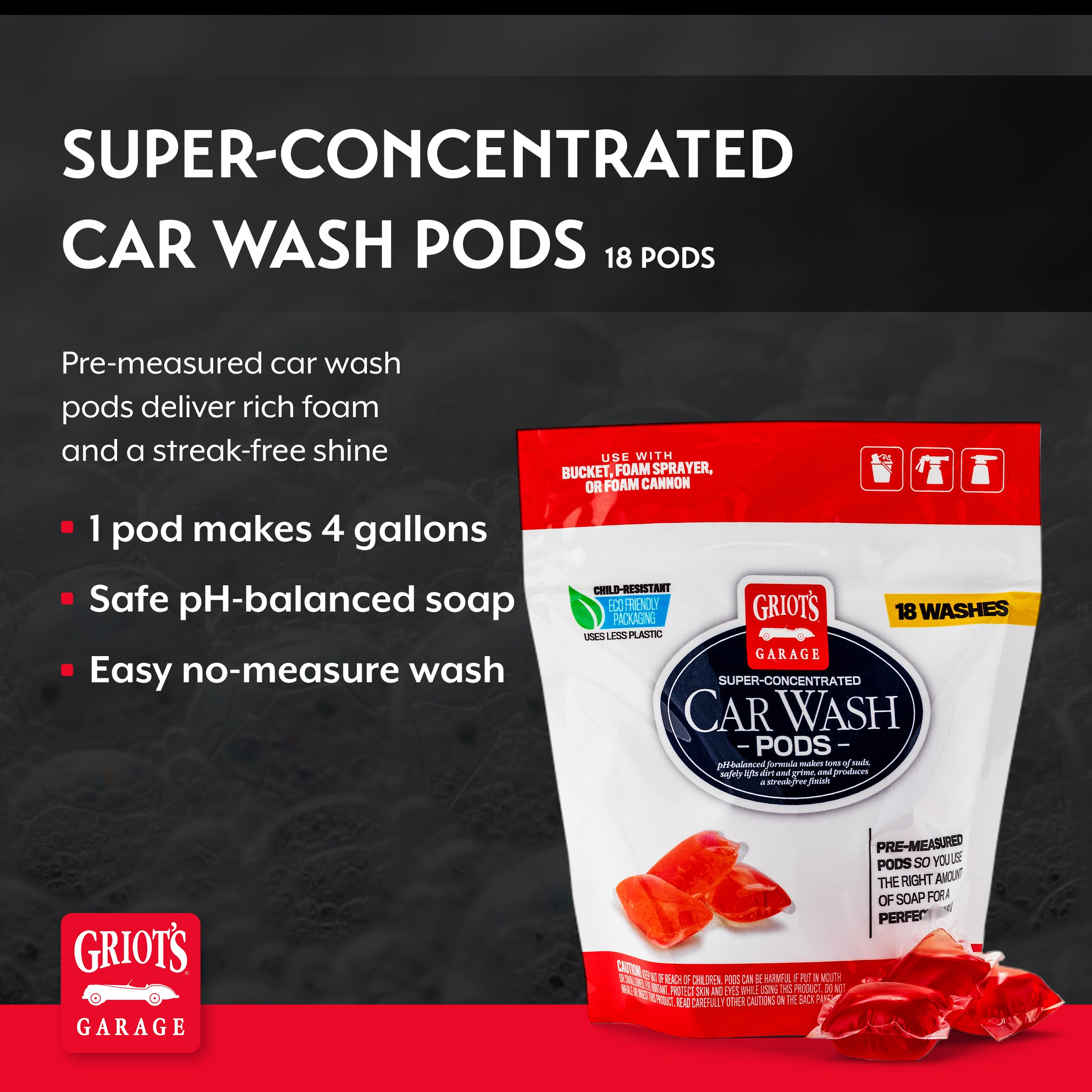Griot's Garage Super-Concentrated Car Soap Pods for Wash Buckets, Foam Cannons, and Foaming Sprayers, pH Neutral, Auto Shampoo, 18 Pc, 10846 - Image 2