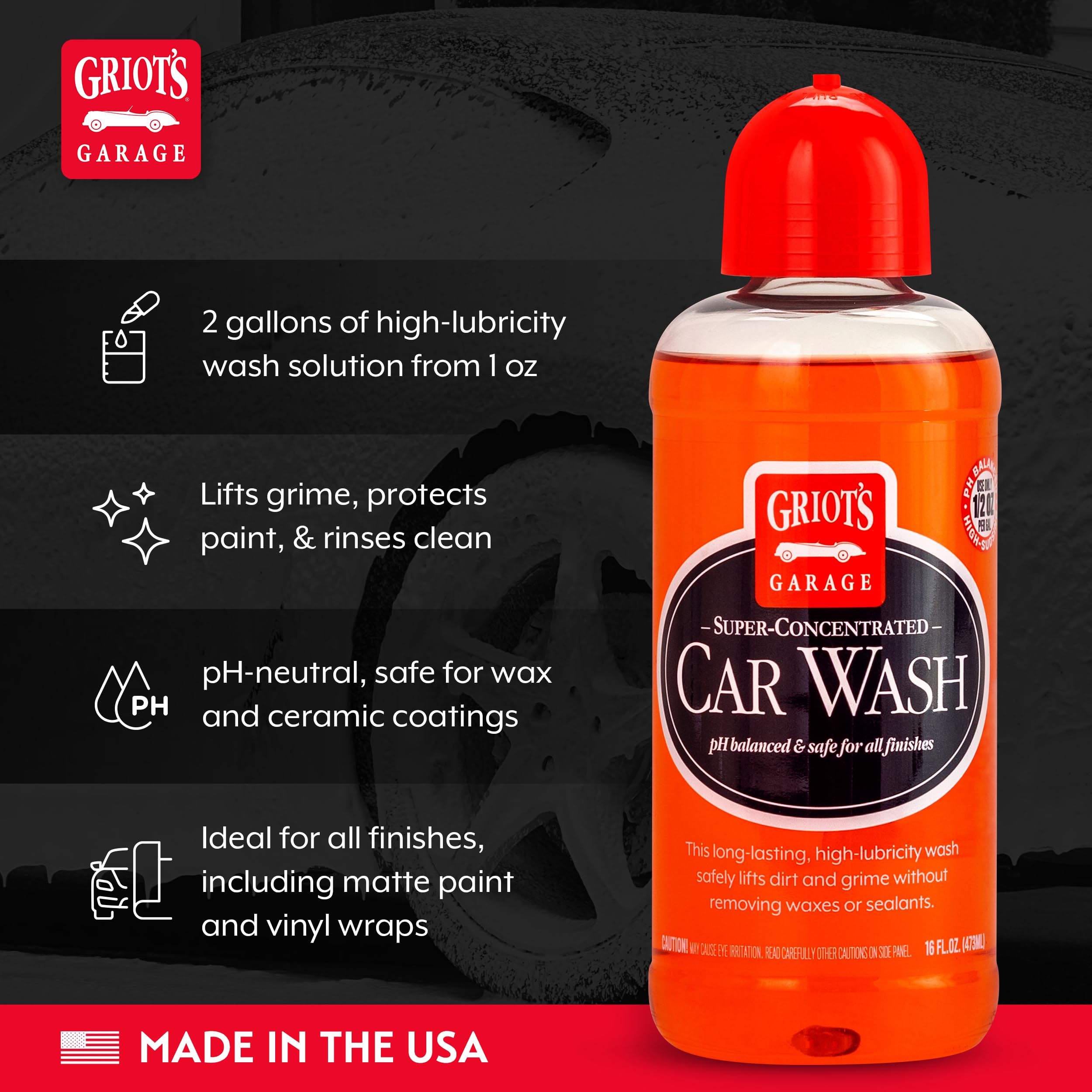 Griot's Garage Super-Concentrated Car Wash for Vehicle Washing and Cleaning, Foaming Liquid Soap, Won't Strip Waxes, Sealants or Ceramic Coatings, pH Balanced, 11102, 16oz - Image 3