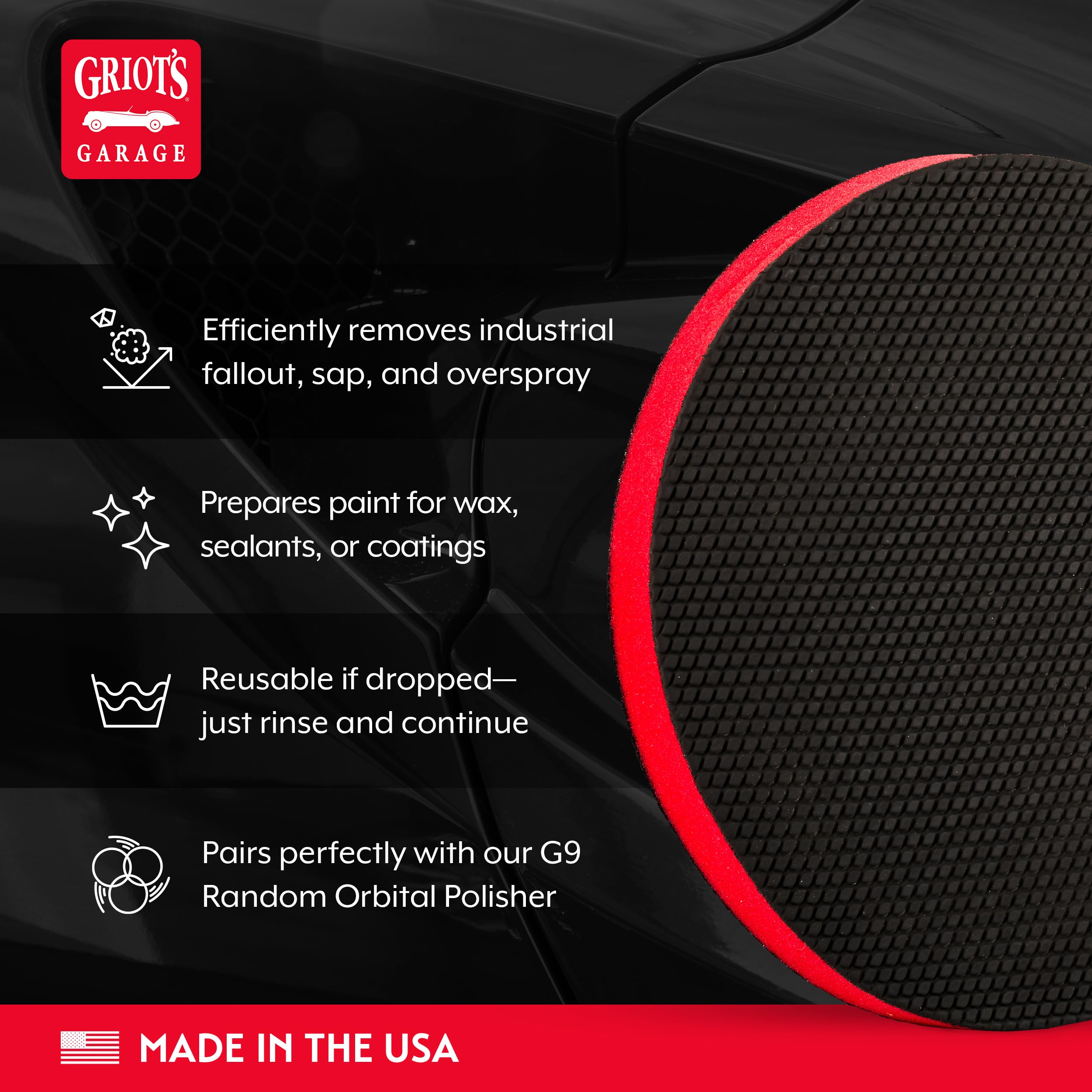 Griot's Garage Surface Prep Pad, Clay Bar Alternative for Car Detailing, Cleaning, Polishing and Paint Correction, Compatible with G9 Random Orbital Polisher, 6", 10680 - Image 3