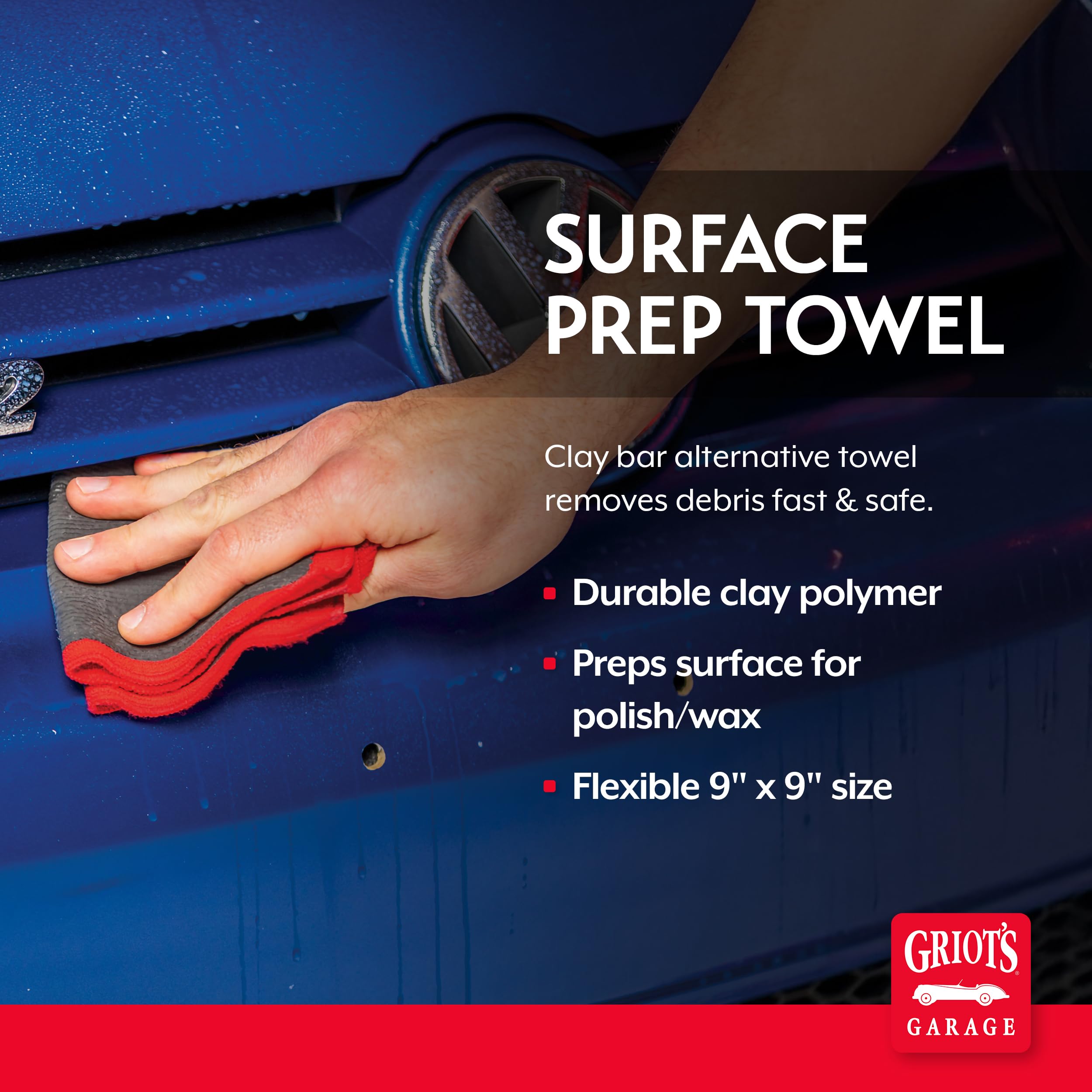 Griot's Garage Surface Prep Towel for Car Detailing, Cleaning and Polishing, Clay Bar Alternative, 9" x 9", 55592 - Image 2