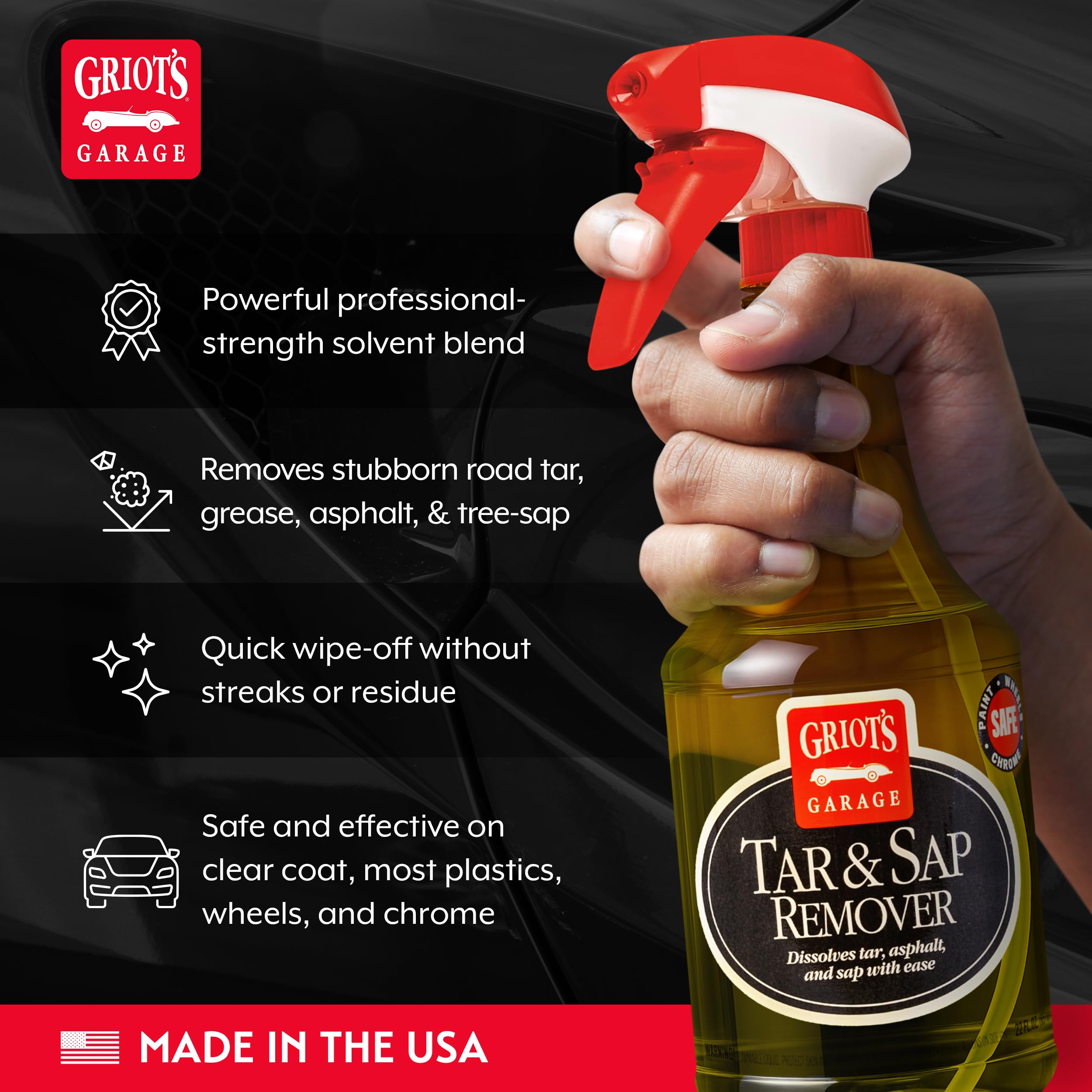 Griot's Garage Tar and Sap Remover for Car Cleaning and Detailing, Exterior Cleaner for Paint, Plastics, Wheels, and Chrome, 22oz, 10873 - Image 3