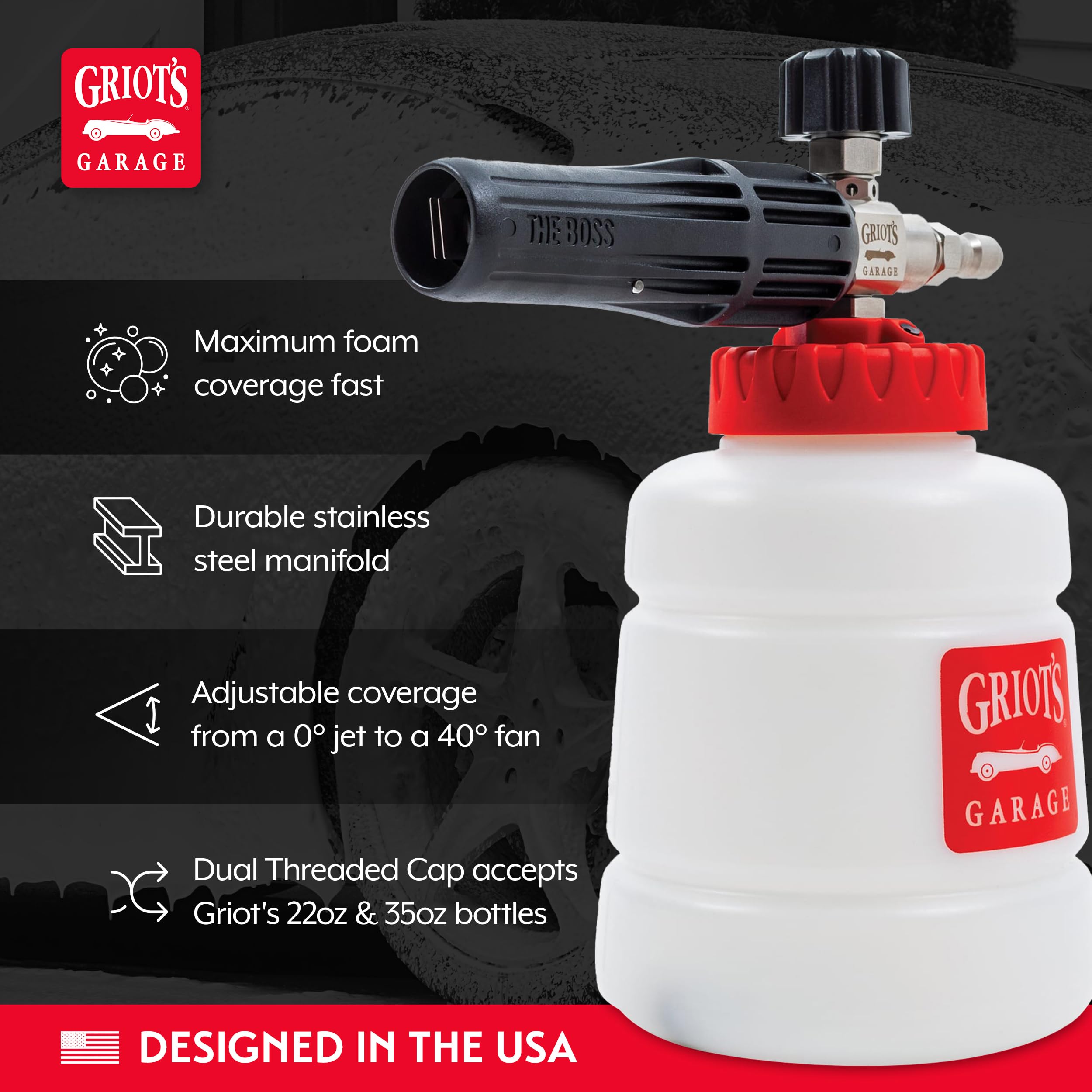 Griot's Garage THE BOSS Foam Cannon, Gun, and Nozzle Kit for Car Washing and Detailing, 2.5 Orifice For Power Washers With 1.9 GPM or Less - Image 3