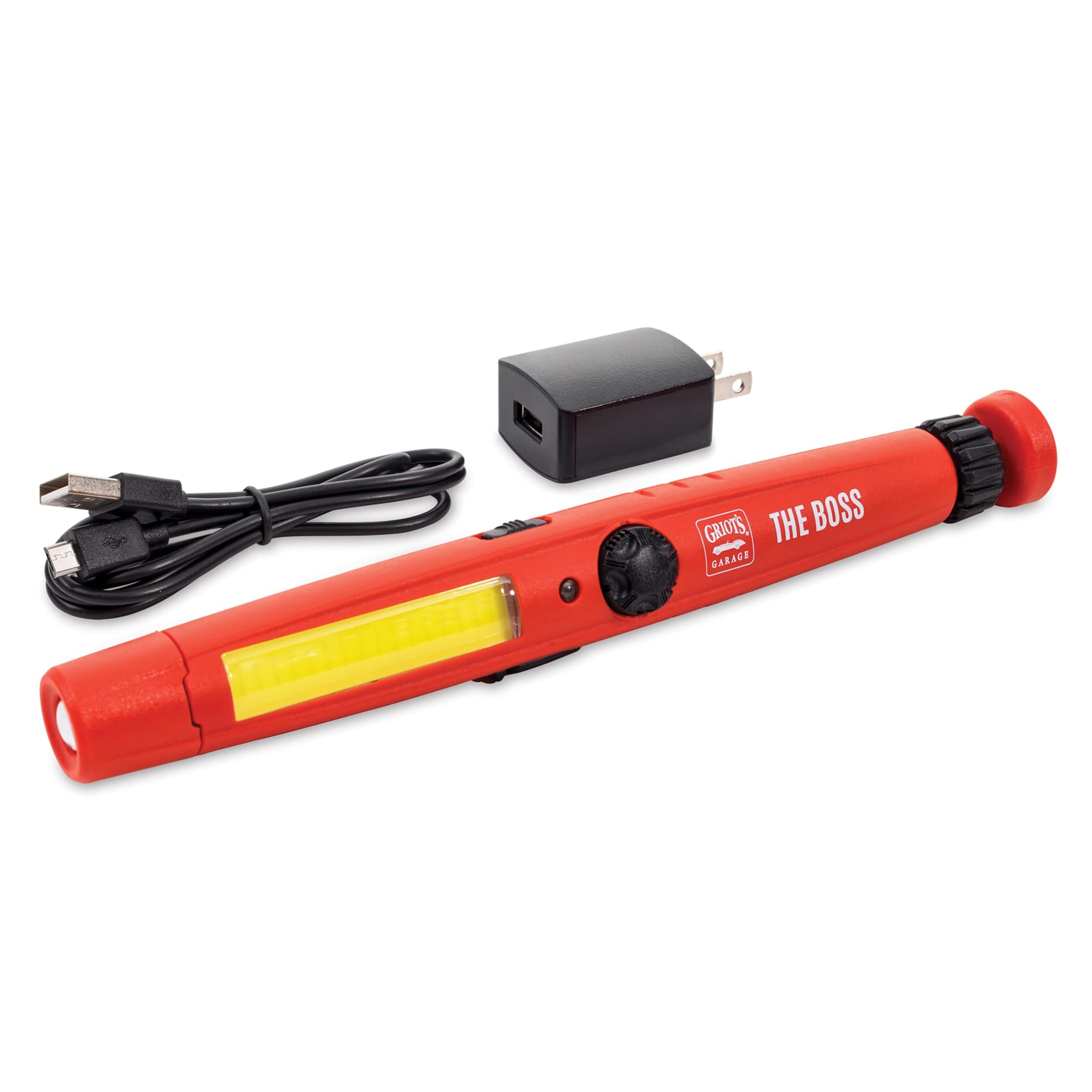 Griot's Garage The BOSS LED Swirl-Finder for Car Paint Correction and Detailing, 320 Lumen Dimmable Flood Beam with 120 Lumen Adjustable Tip – Rechargeable Lithium-Ion Battery – 3+ Hour Run Time