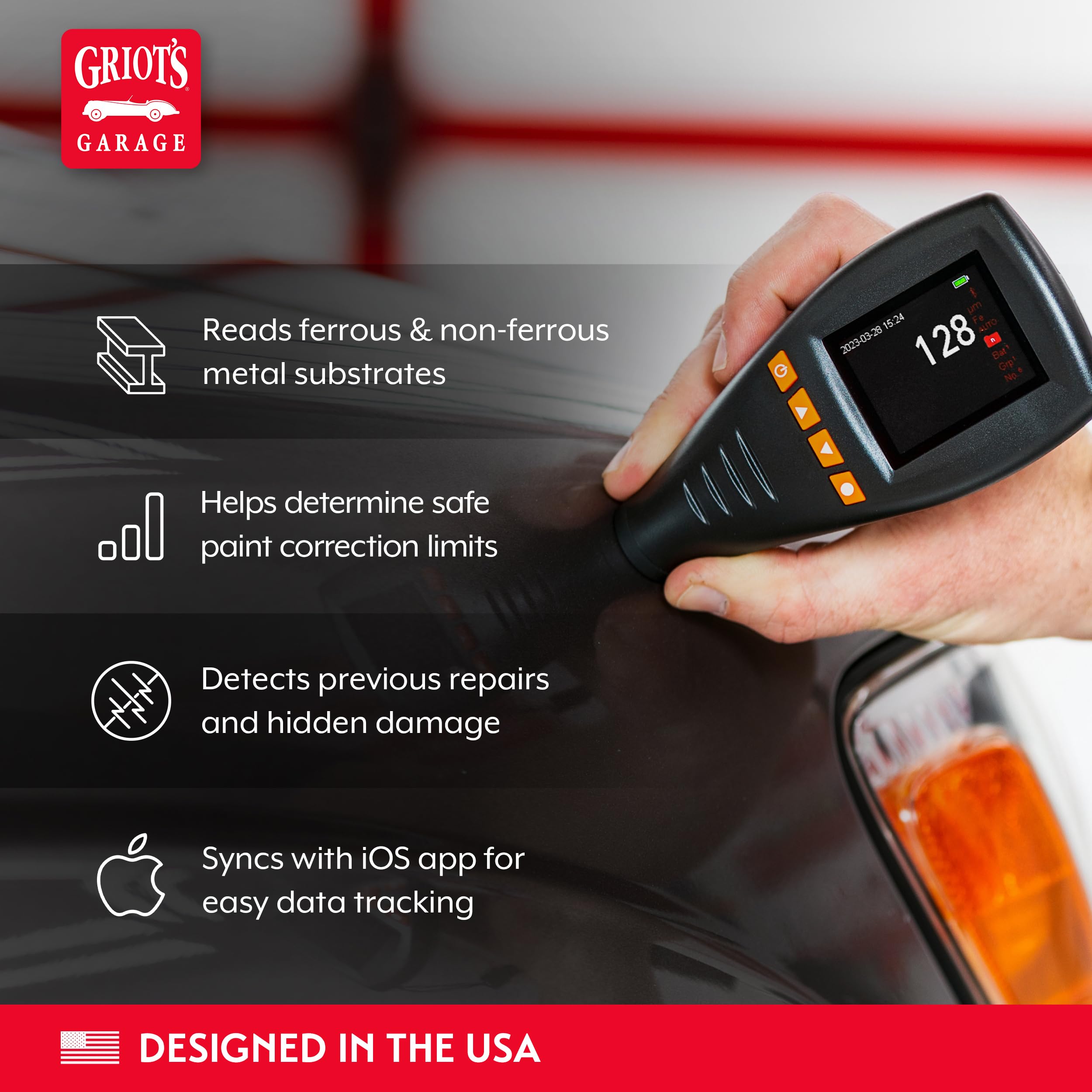 Griot's Garage The BOSS Paint Thickness Gauge, Digital Meter, Auto Coating Depth Tester Tool for Ferrous and Non-Ferrous Metals, Batteries Included, 77402 - Image 3