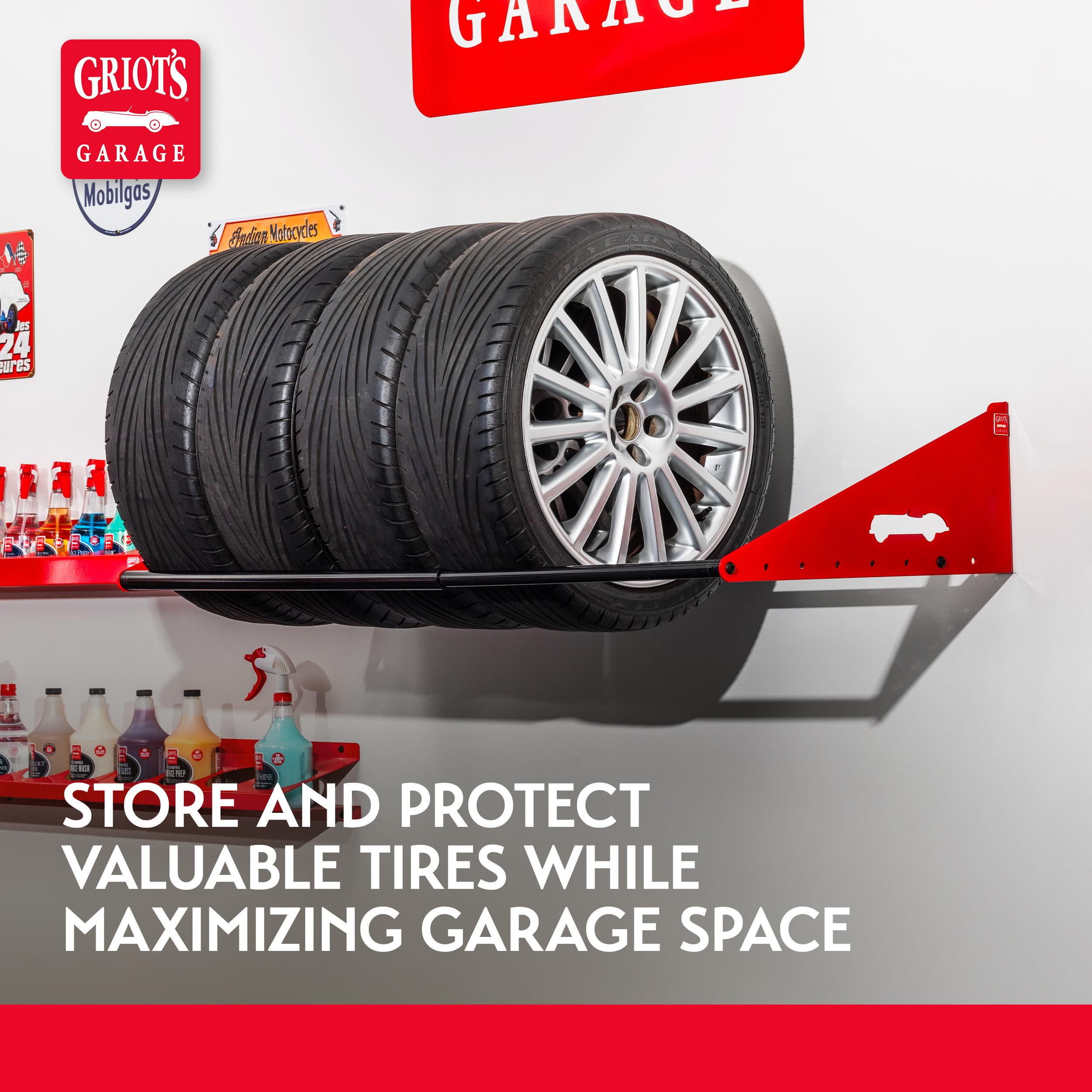 Griot's Garage Tire Storage Rack, Durable, Heavy-Duty Steel Car Wheel Holder, Telescopic, Adjustable, 400 lbs Weight Capacity - Image 5