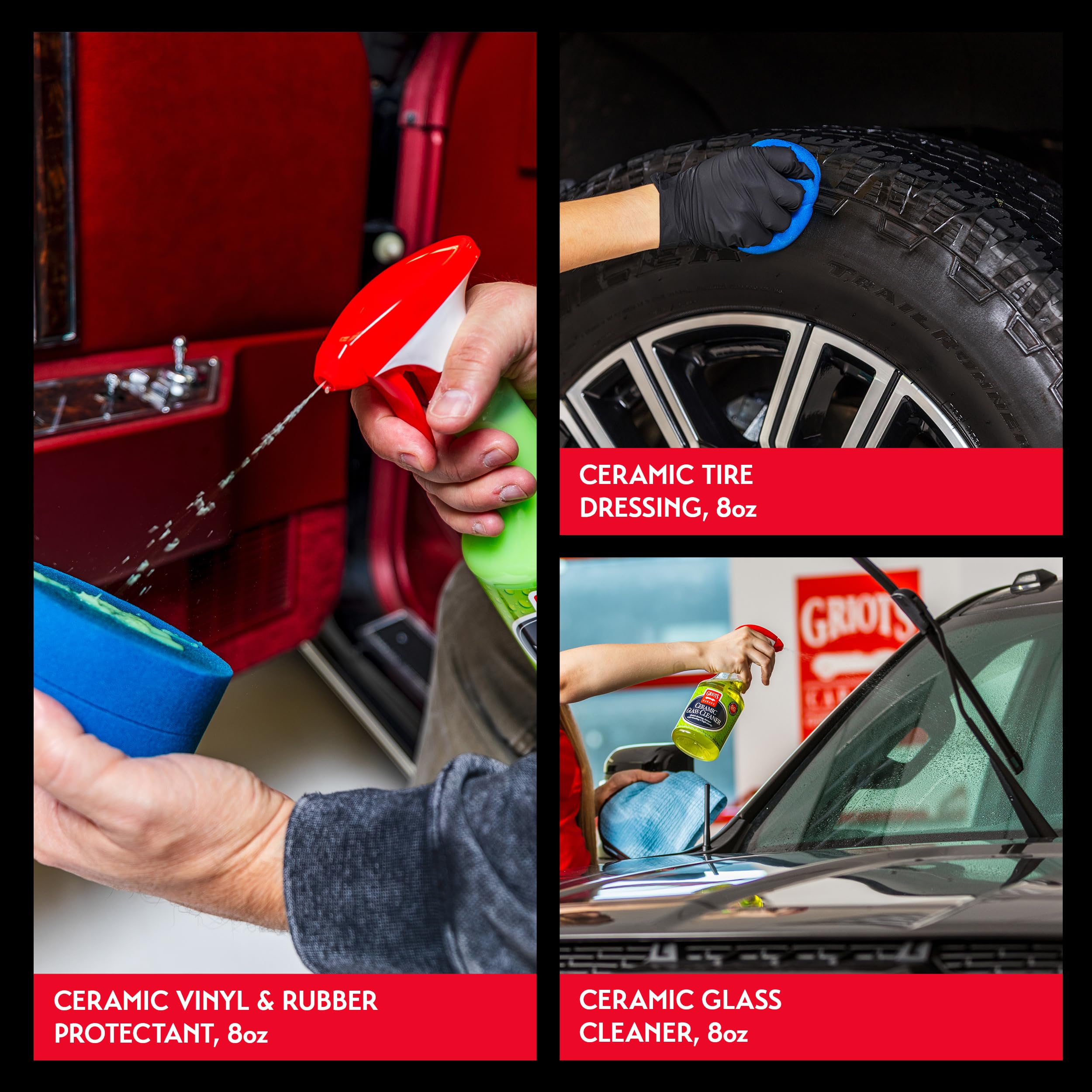 Griot's Garage Ultimate Ceramic Detail Kit for Car Detailing, Includes 8oz Bottles of Ceramic 3-in-1 Wax, Speed Shine Detailer, Tire Dressing, Glass Cleaner, and Vinyl and Rubber Protectant, 11606 - Image 5