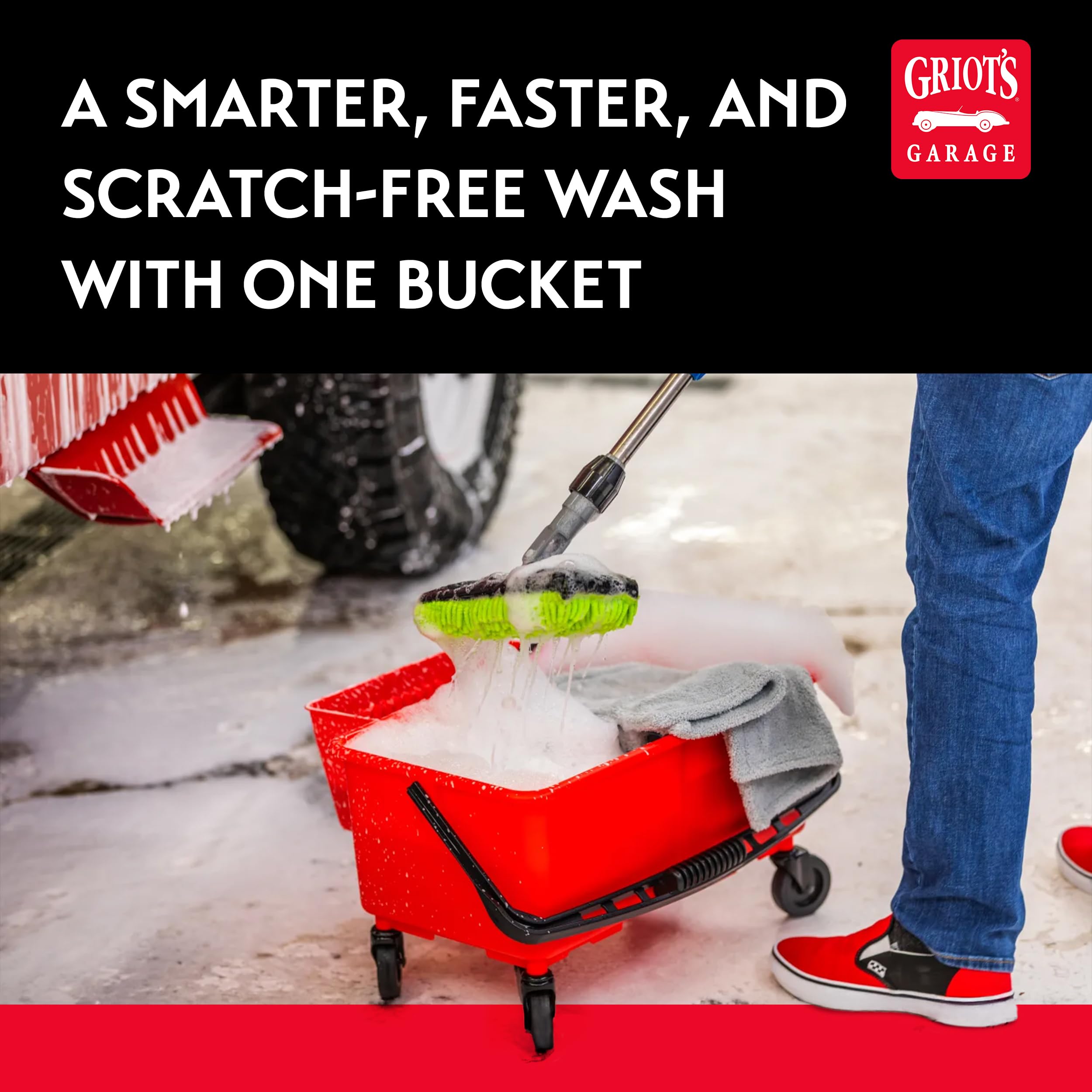 Griot's Garage Ultimate Wash Bucket II for Vehicle Cleaning, Detailing, Car Washing with Built-in Measuring Cups and Removable Divider, Includes Bucket, Casters, Caddy, and Lid, 6 Gallon - Image 5