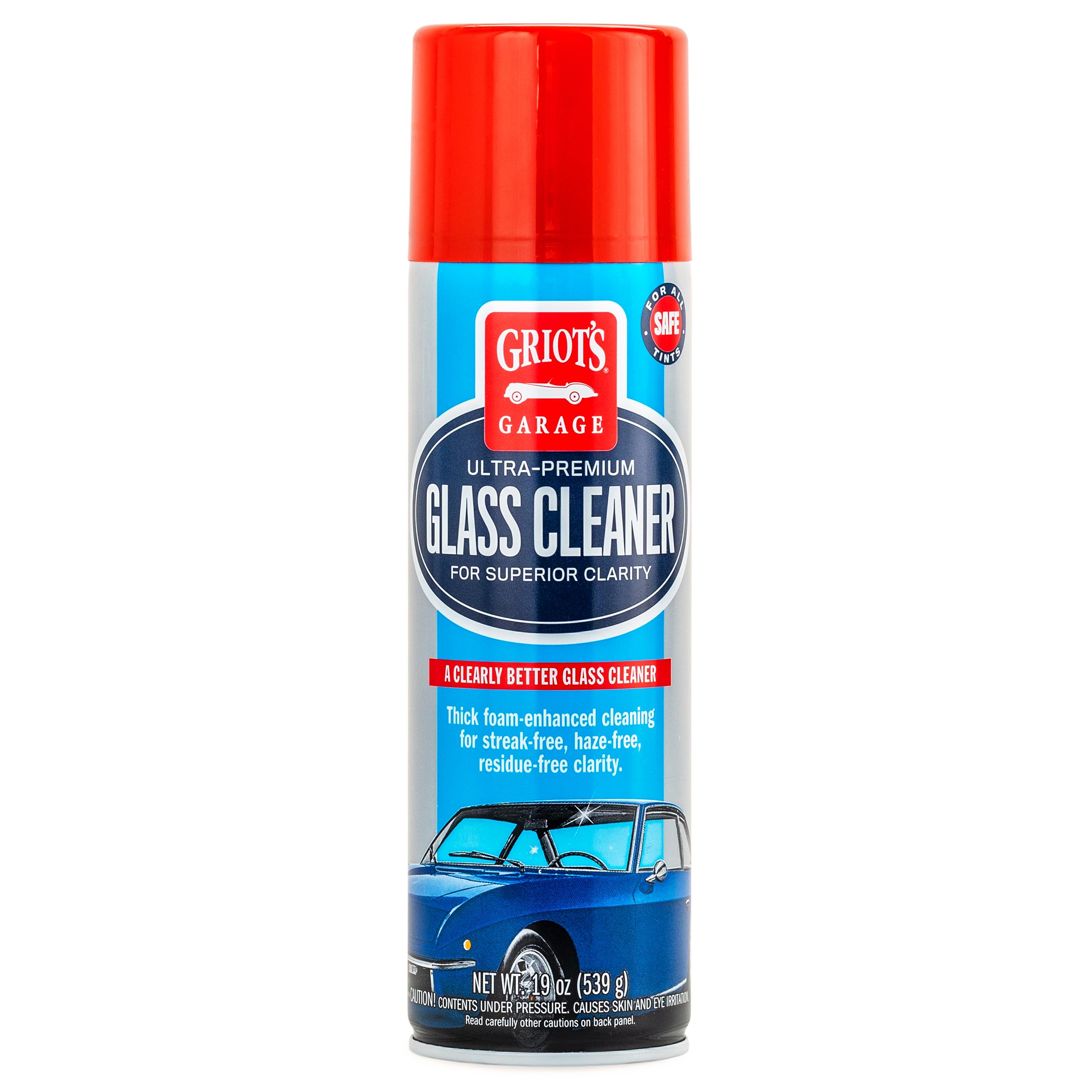 Griot's Garage Ultra-Premium Glass Cleaner, Foaming Aerosol Spray for Car Window, Windshield, Mirror, Tint Safe, Ammonia-Free Formula, 19 Oz, 10998