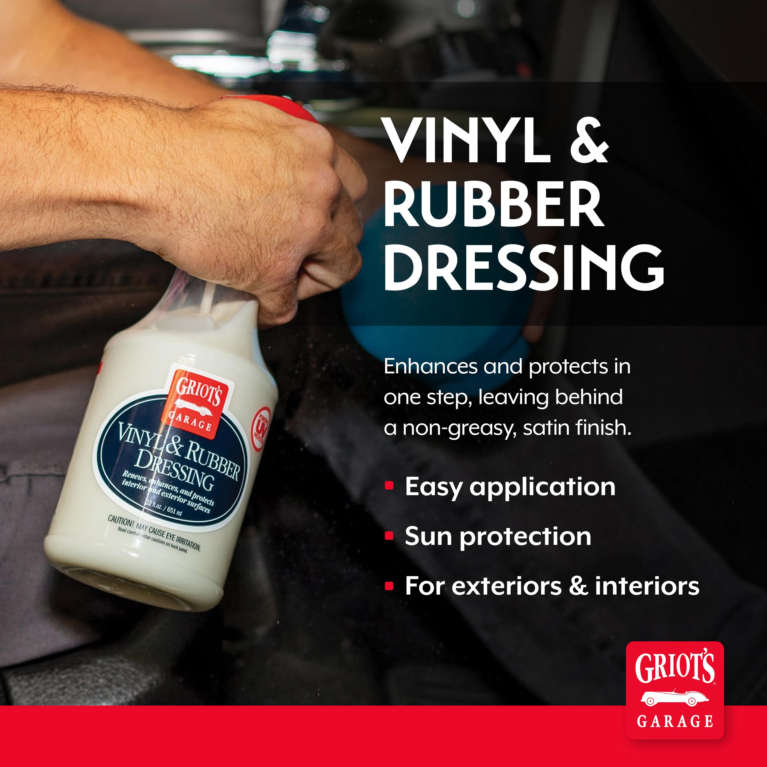 Griot's Garage Vinyl and Rubber Dressing for Car Detailing, Exterior and Interior Auto Cleaner and Protectant for for Plastic, Trim, Tires, and More, 10981, 22oz - Image 2