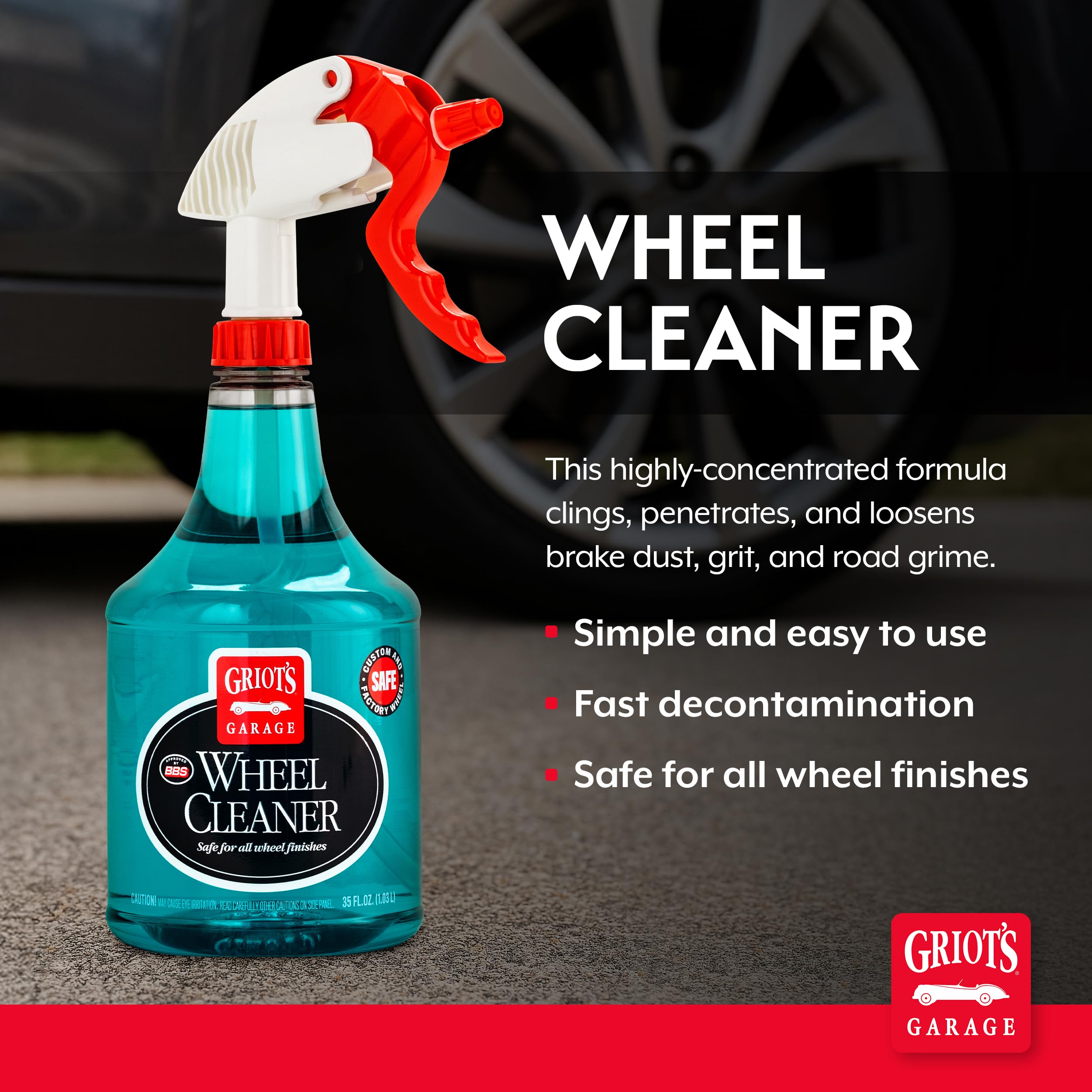 Griot's Garage Wheel Cleaner for All Finishes, Car Tire Rim Cleaning, Brake Dust and Grime Remover, PH Balanced, 11106, 35oz - Image 2