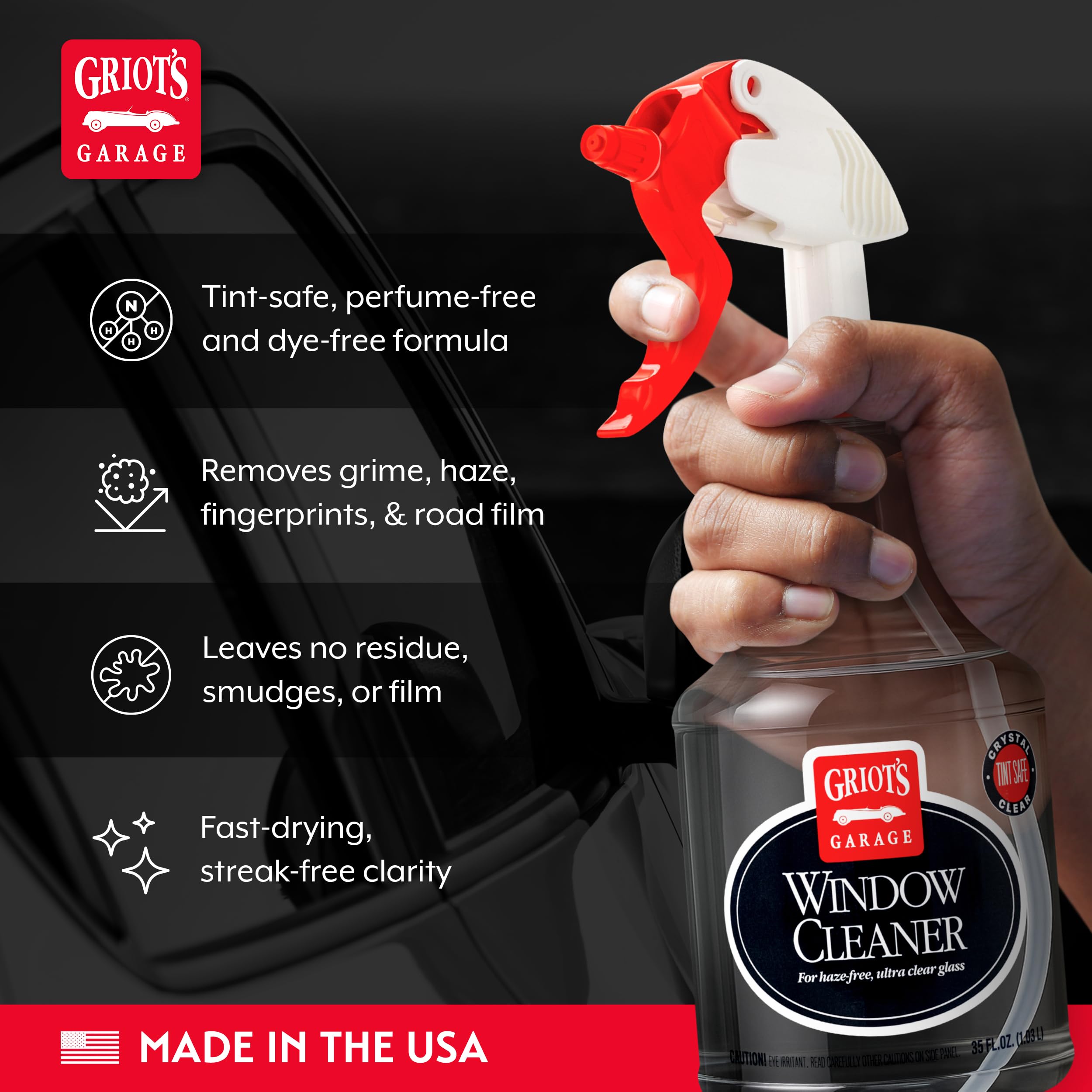 Griot's Garage Window Cleaner, Cleaning Spray for Automotive Windows, Mirrors, Shower Doors, and More, 11108, 35oz - Image 3