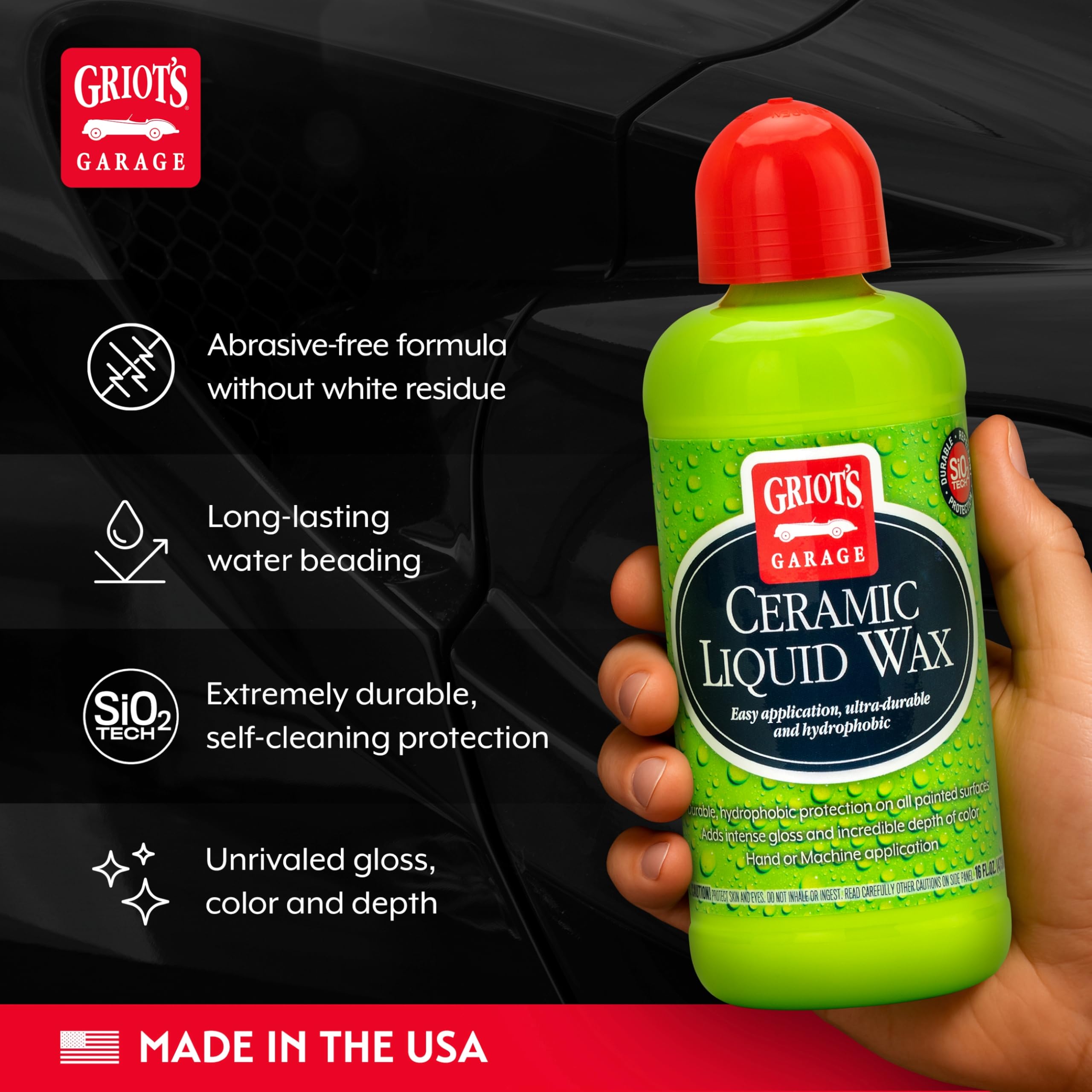 Griots Garage Ceramic Liquid Wax for Car Polishing and Detailing, High-Gloss Shine and Hydrophobic, Self-Cleaning Coating for Auto Paint, 10909, 16oz - Image 3