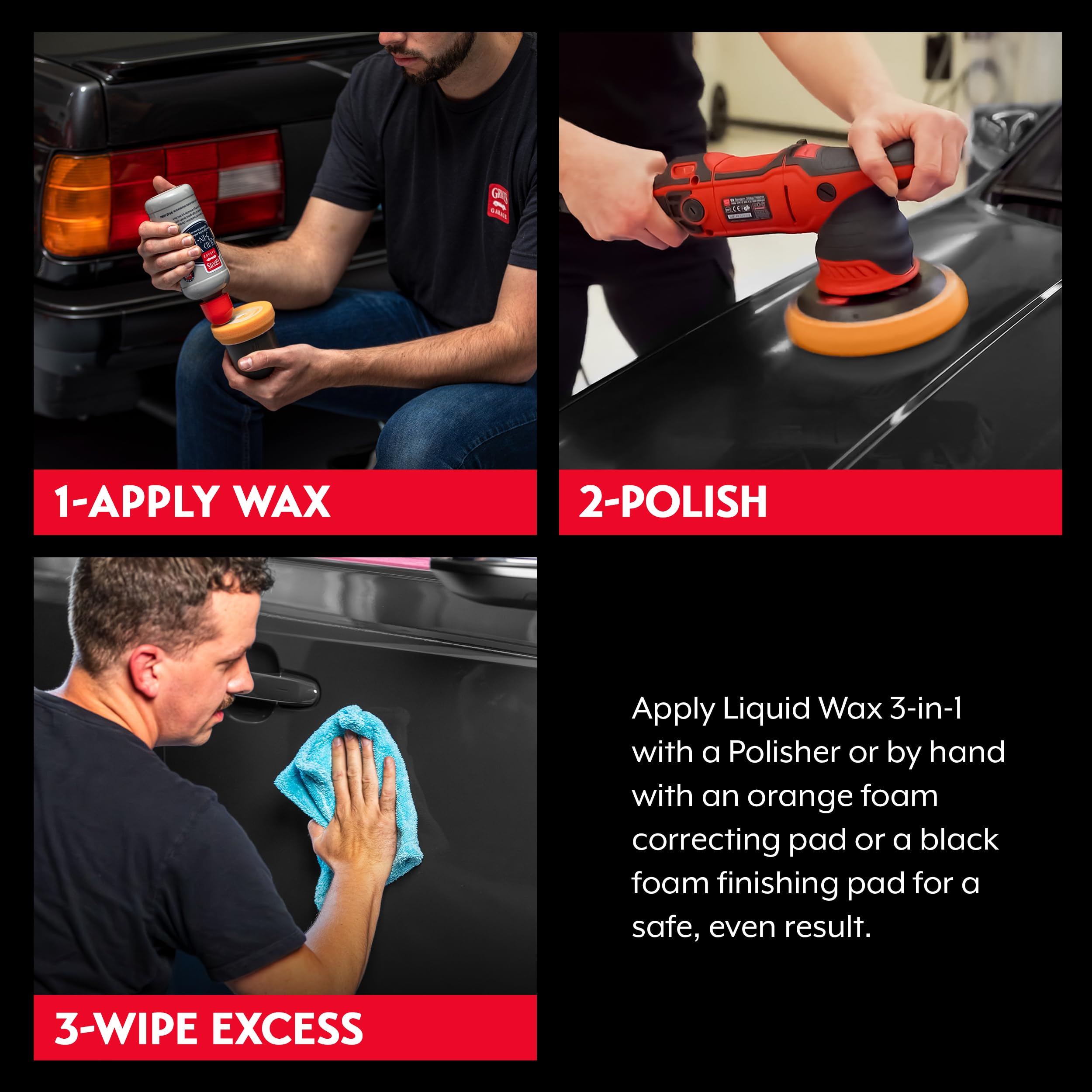 Griots Garage Liquid Wax 3-In-1 for Car Polishing and Detailing, High Gloss Shine and Carnauba-Based Protection for Auto Paint, 11013, 16oz - Image 4